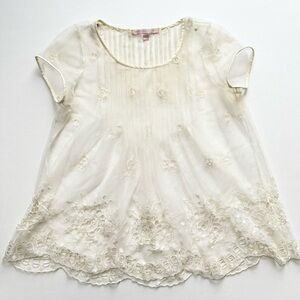 Rebecca Taylor Cream Lace Blouse, sz0